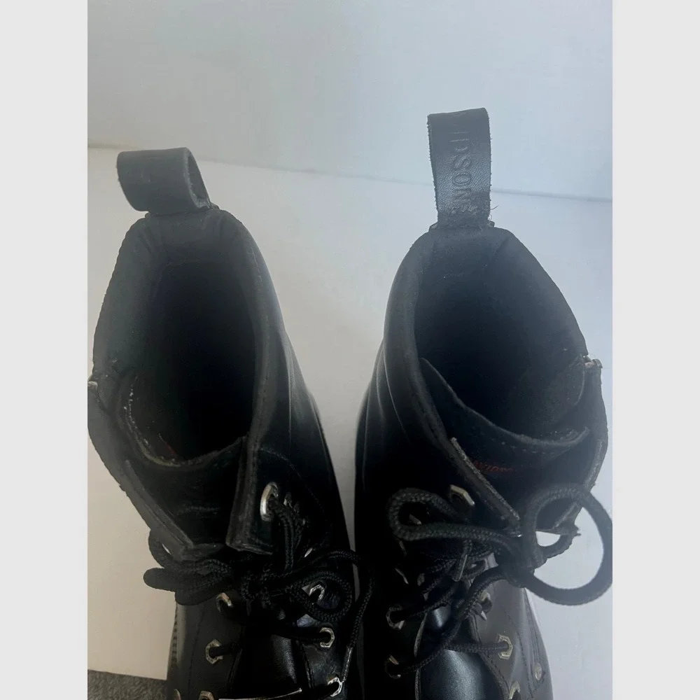 Harley Davidson Men's Black Leather Combat Tassel Biker Lace Up Zip‎ Boots 12/13